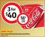 Coca Cola 72 Cans for $40.00 at Coles (55.5 Cents Per Can)