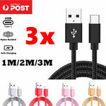 Pack of 3 x Type-C to USB-A Nylon Braided Cable 1m $11.99, 2m $13.79, 3m $15.59 Delivered @ aushappydeal eBay