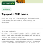 Top up to 2000 Points ($10 off Next Shop) with $0.01 Spend at Woolworths (Activation Required) @ Everyday Rewards