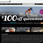 $100 off Melbourne or Sydney to Queenstown on AirNZ
