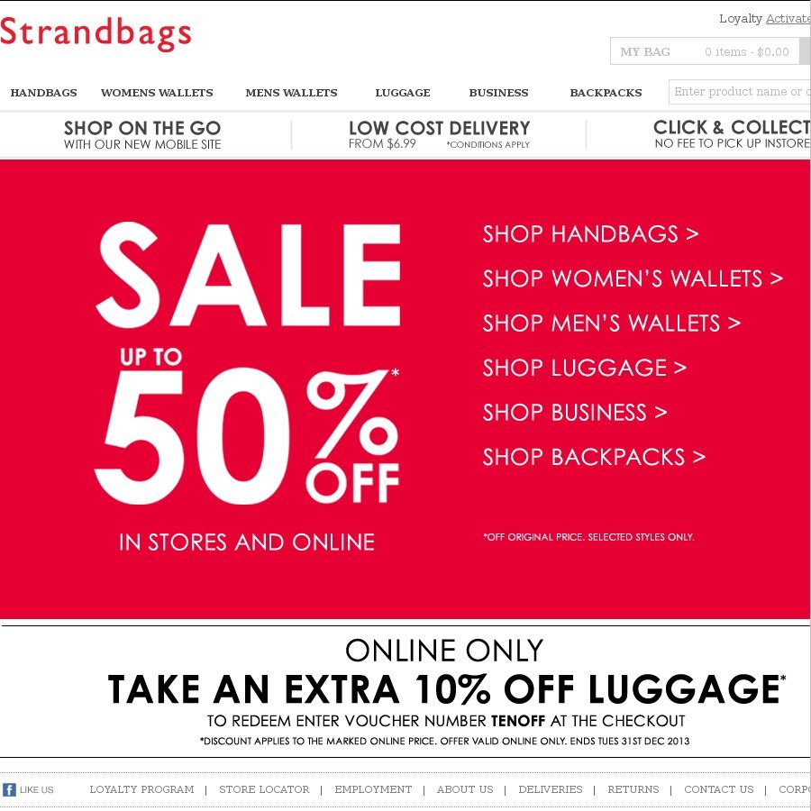 Strandbags up to 50% + 10% off Luggage + Delivery or Free Click/Collect ...