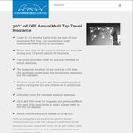 30% off QBE Annual Multi-Trip Travel Insurance e.g. Worldwide Excluding USA $162