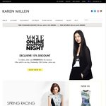Karen Millen Vogue Online Shopping Night 10% off Store Wide & Free Shipping