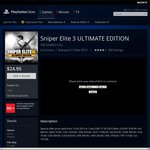 Sniper Elite 3 ULTIMATE EDITION $24.95 PS4, $20.95 PS3 Digital Via SEN (AU)