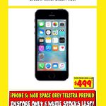 iPhone 5S 16GB Space Grey $499 on Telstra Prepaid @ JB Hi-Fi