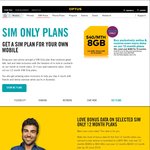 Optus 12 Month Sim Only Plan, $40/Month, 8GB Data
