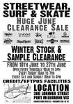 Streetwear, Surf & Skate Huge June Clearance Sale - Port Melbourne, VIC only 