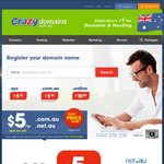 Crazy Domain $5 for Registration of New .COM.AU Domains