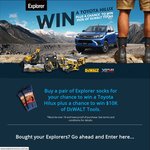 Win a Toyota HiLux 4x4 Ute Worth $46,990 or Dewalt Tool Kit Worth $10,000 from AutoPacific Brands Clothing [Purchase Socks]