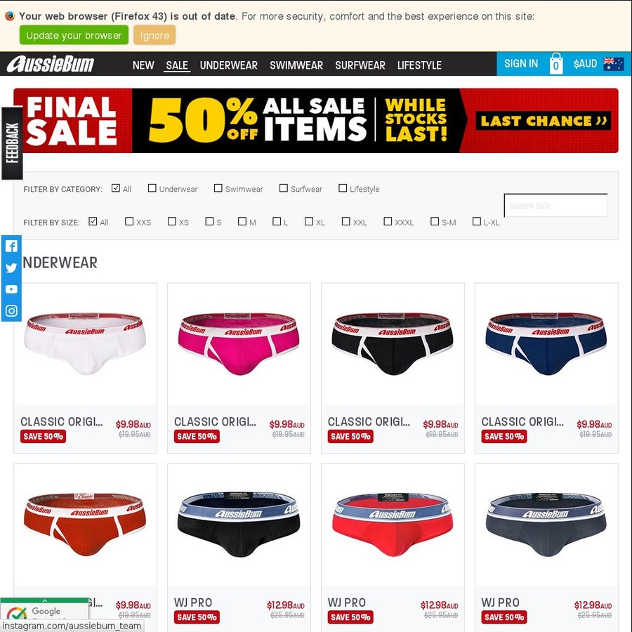 Aussiebum Underwear 50 off On Selected Items OzBargain