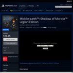 Middle Earth: Shadow of Mordor Legion Edition $17.95 @ AU PSN