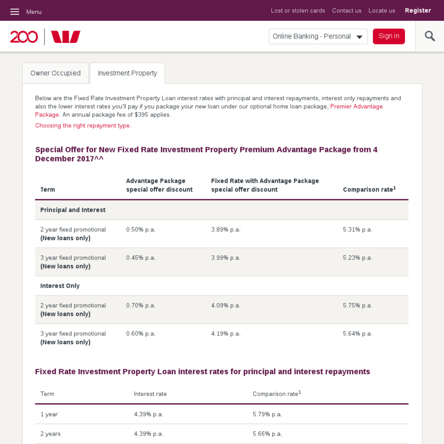 Westpac Advantage Package Special Offer, 3.89 for 2 Year Fixed