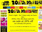 JB HI FI 20% off all Discs + Free Freight - 2 Blurays for $16 or 2 for $24 offers