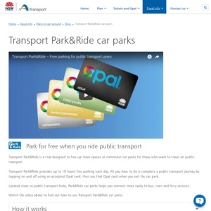 [NSW] 18 Hours Free Parking when You Ride Public Transport @ Park&Ride Carparks