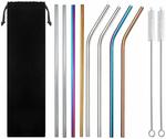 TERSELY (Set of 8) Stainless Steel Metal Reusable Straws $8.99 + Delivery ($0 with Prime/ $39 Spend) @ Statco Amazon AU
