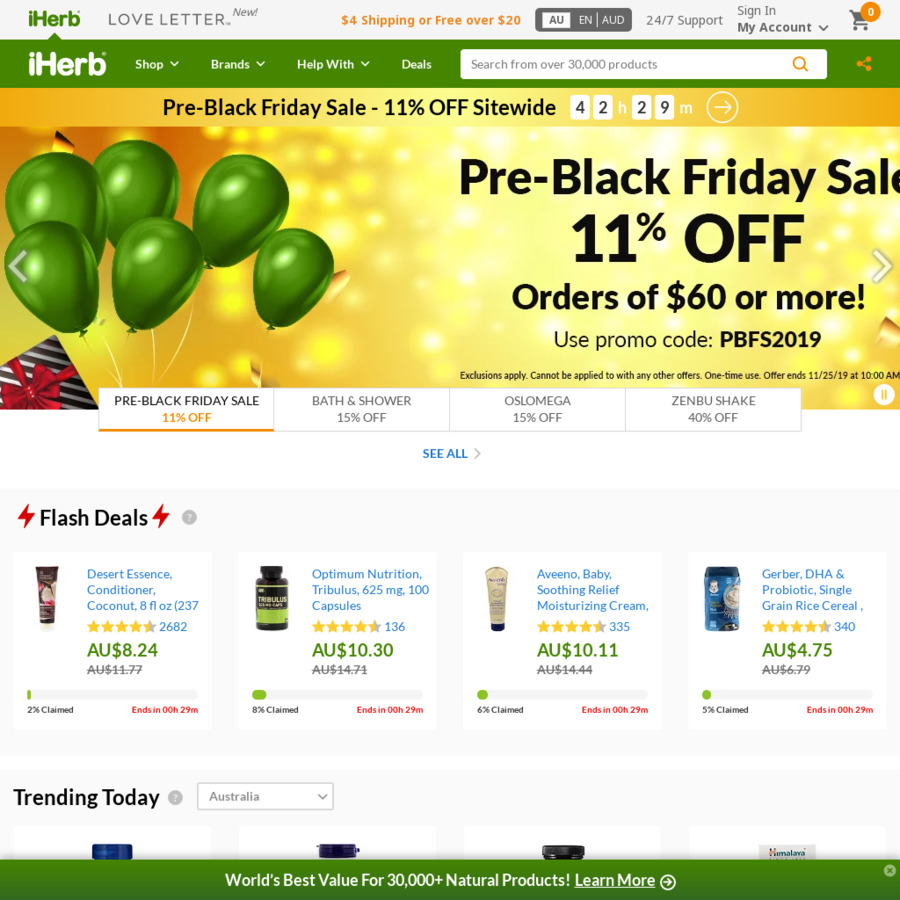 iHerb Pre Black Friday Sale 11 off (Orders over 60USD) OzBargain