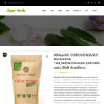 Organic Herbal Cistus Incanus Tea Detox, Antioxidants, Tick Repellent $18.15 Delivered @ Superherbs