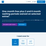 BUPA Health Insurance - One Month Free after First Month Plus 2 and 6 Month Waiting Periods Waived