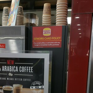 Free Small Coffee or Soft Drink with Any Burger or Breakfast Muffin Purchase for Seniors @ Hungry Jack's