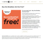 Buy One Get One Free Breakfast @ The Coffee Club (Takeaway and Delivery Only)