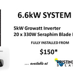 [VIC] 6.6kW Seraphim 330W Solar Panels + 5kW Growatt Inverter Fully Installed from $2,000 ($150 Upfront) @ Pristine Solar