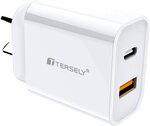 T Tersely USB C 20W 2-Port PD Fast Wall Charger $12.79 with Coupons + Delivery ($0 with Prime/ $39 Spend) @ Statco Amazon AU