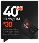 $9 for a $30 40GB 28 Days Prepaid SIM @ Boost Mobile