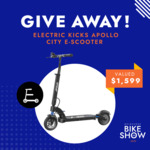 Win an Electric Kicks Apollo Ghost E-Scooter Worth $1,599 from Melbourne Bike Show