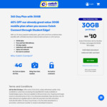 Catch Connect 30-Day 30GB Prepaid 4G SIM $10 Student Edge Offer (Ongoing Recharges $25, New Services Only) @ Catch Connect