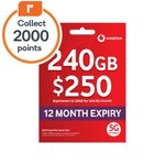 Vodafone $250 150GB (+ 90GB if Activated by 9/4) 1-Year Prepaid Starter Pack $150 + 2000 EDR Points @ Woolworths (in-Store Only)