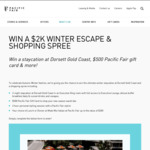 Win 2 Nights at Dorsett Gold Coast, Breakfast, $500 Pacific Fair Gift Card, Lunch/Dinner, Styling Session from Pacific Fair SC