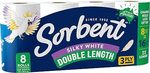 Sorbent Double Length 3 Ply Silky Toilet Tissue White (Pack of 8) $9 ($8.10 S&S) + Delivery ($0 with Prime/ $59 Spend) @ Amazon