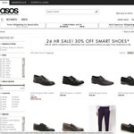 ASOS 24 Hour Sale. 30% off Mens Smart Shoes