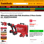 Milwaukee M18 5.0Ah FUEL Brushless 2 Piece Combo Kit - M18FPP2A3502C $630 + Shipping @ TradeTools