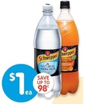  Schweppes Mineral Water 1.25L $1 (Save up to $0.98) @ Big W from Tomorrow to Next Wednesday