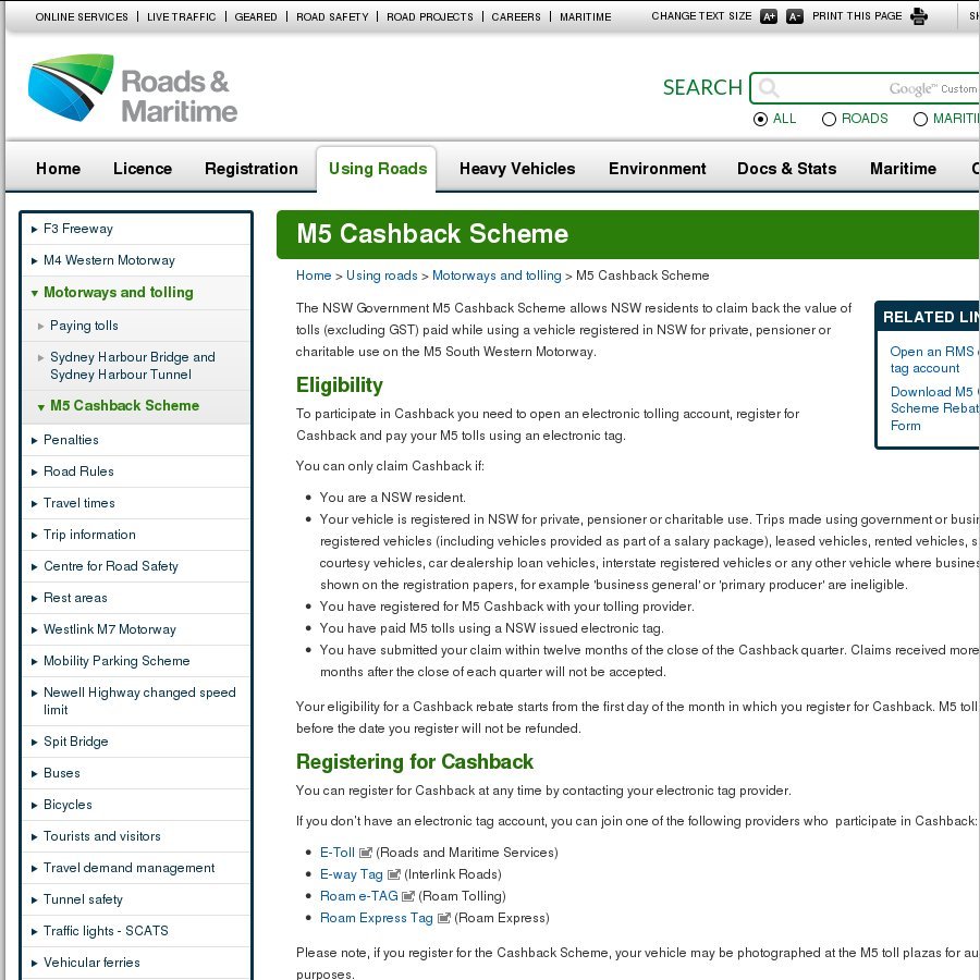 M5 Motorway Cashback Refund Scheme For NSW Residents OzBargain