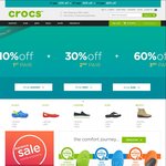Crocs Australia 3 Day Sale - 10% off 1st Pair, 30% off 2nd Pair, 60% off 3rd Pair
