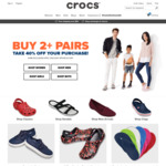 Buy 2+ Pairs and Get a FURTHER 40% off SITEWIDE @ Crocs (Includes Clearance)