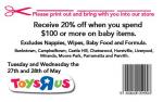Receive 20% off Toys "R" Us Baby Items When Spending $100+