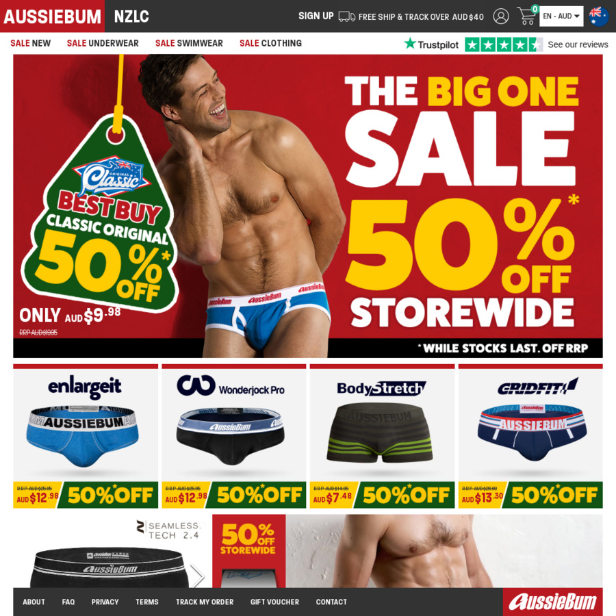 aussieBum Black Friday 50% off Storewide Plus Free Men's Underwear with  Code - OzBargain