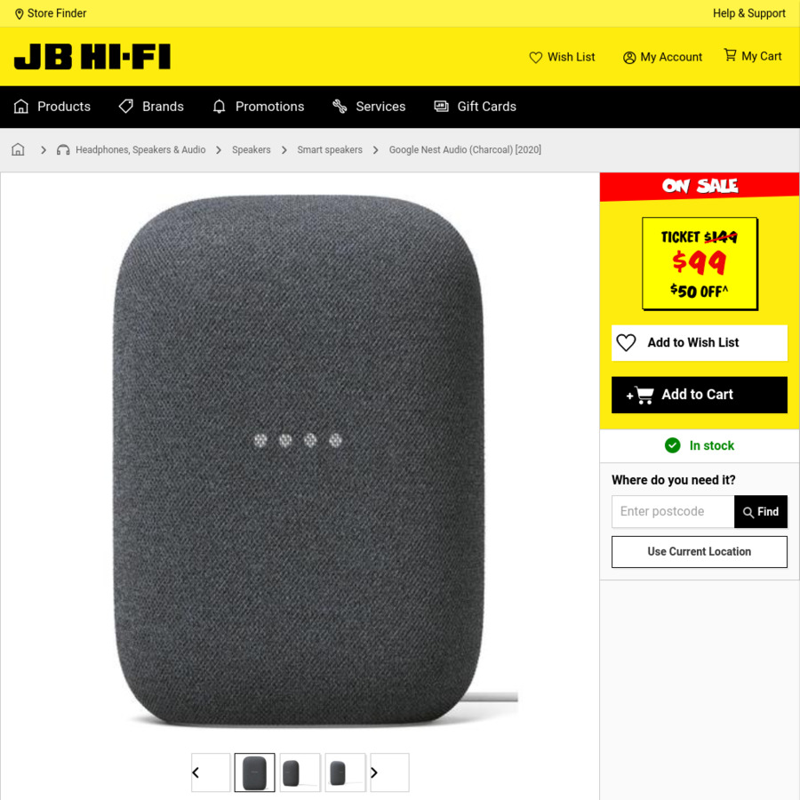Google Nest Audio Charcoal 2020 99 Delivery Free C C Jb Hi Fi Ozbargain