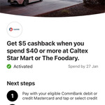 Get $5 Cashback When You Spend $40 at Caltex via Commbank Card