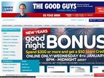 The Good Guys Good Night Sale – New Years Bonus Bucks Promotion Spend $300 get $50 Store credit