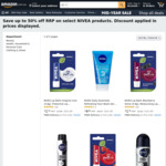 ½ Price NIVEA Range + Extra 10% off with S&S (i.e. Roll-on Deodorant $1.54, Lip Balm $1.61) @ Amazon AU