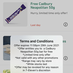 Free Cadbury 50g Neapolitan Bar @ My 7-Eleven App