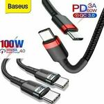 Baseus 60W/100W Type C to USB C Quick Charging Cables from $5.09 Delivered ($4.97 with eBay Plus) @ baseus_online_store eBay