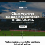Free - Six Month Subscription @ The Athletic (via Optus Sport)