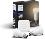 Philips Hue A60 B22 Bluetooth White Starter Kit (2x Bulb + Hub) $48.99 Delivered @ Amazon AU