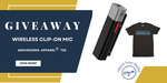 Win a Wireless Clip-on Mic and AboveDown Apparel® T-Shirt from Adjust Your Media