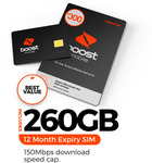 12-Month 240GB + 20GB Bonus Prepaid Starter SIM $250 Save $50 ($35 Cashback Expired) @ Boost Mobile